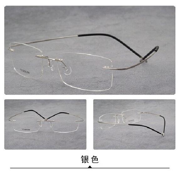 Ultralight Titanium Rimless Eyeglass Frame Business Women Men None Screw Glasses
