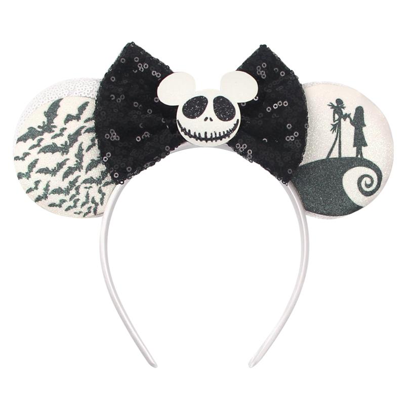 Halloween Mouse Ears Headband Sequins Bow Hairband For Women Featival Party DIY Hair Accessories Boutique