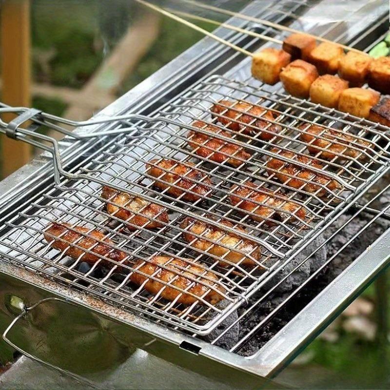 BBQ Grill Basket Hamburger Grill Rack Barbecue Meat Clamp Net Grilling Tool Outdoor BBQ Accessories