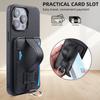 High End TPU+PU Leather Black Case for iPhone 11 13 12 14 15 16e Pro Max Fashion Wrist Strap Ring Grip Card Holder Wallet Sleeve