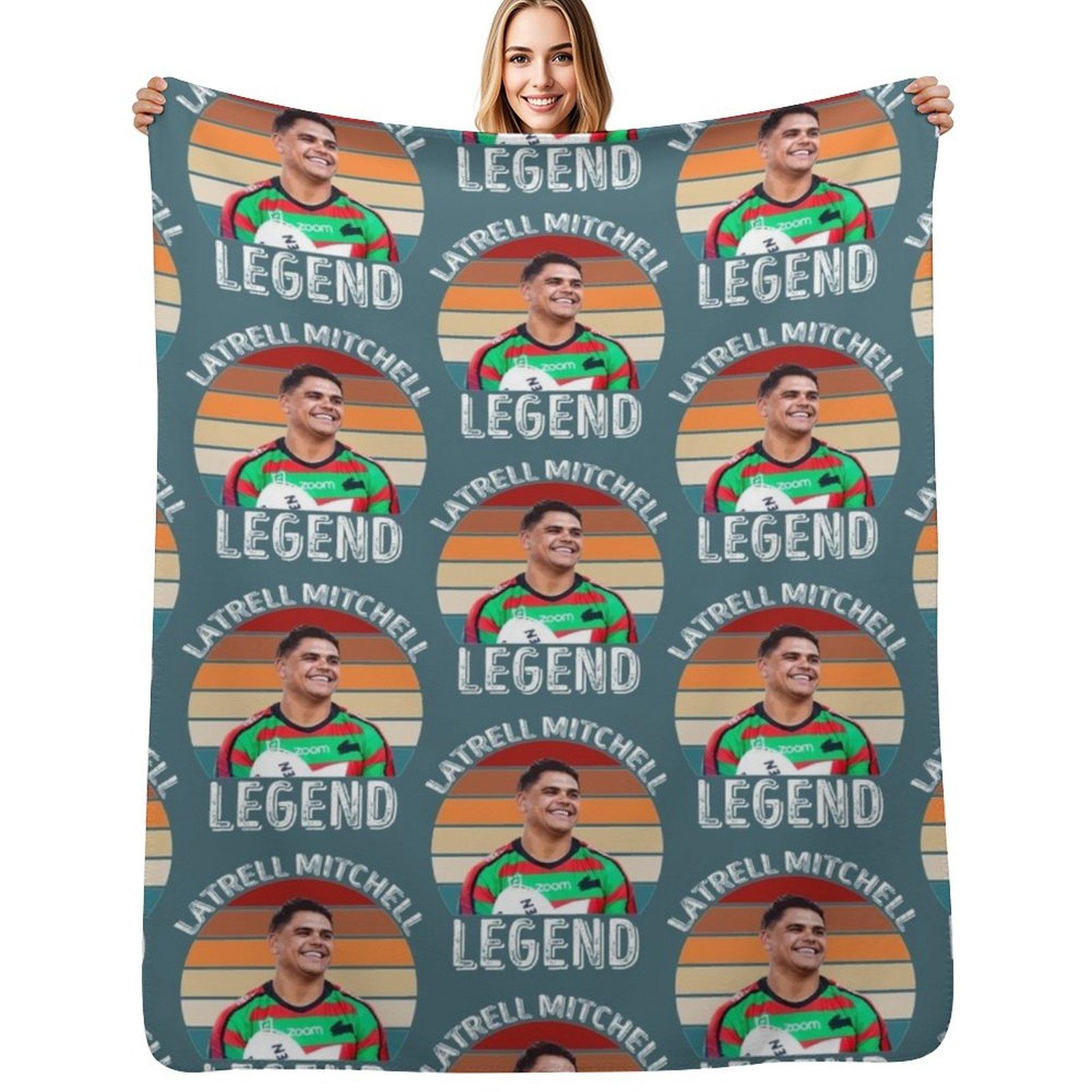 Latrell Mitchell Rabbitohs Throw Blanket Foldable Soft Warm Blanket for Outdoor Use Size: 75*100cm, Weight: 230 GSM