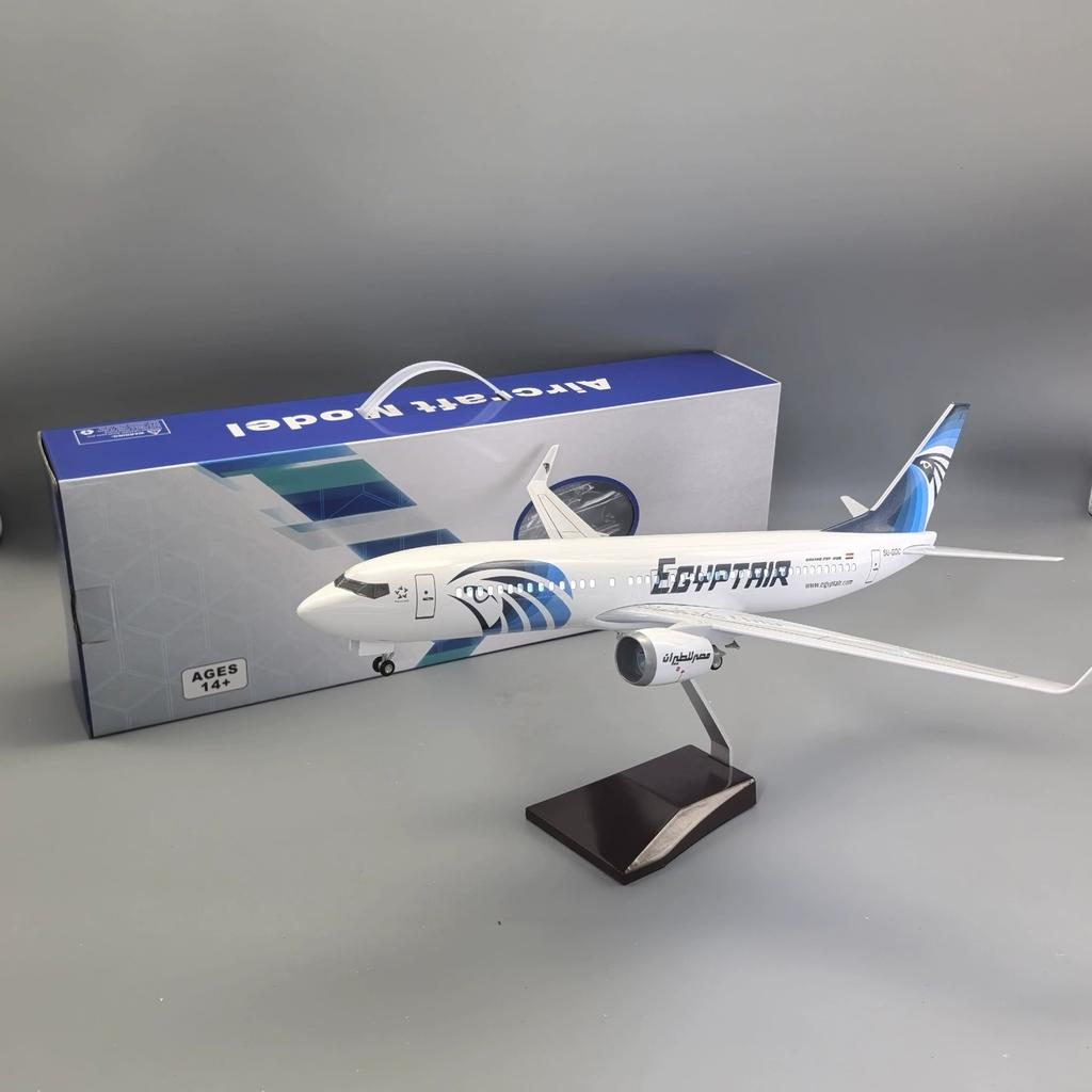 B737 Egypt Air Plane Model Toy 47cm Passenger Aircraft W Light And Wheel Landing Gear Souvenir Plane Collected Gift By Aviation
