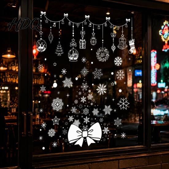Reusable Static Window Clings 6Pcs Christmas Snowflake Clings, PVC Decals, Removable Stickers Glass for Doors Winter Holiday Home Decor Decals