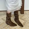2026 New Autumn Pointed Toe Women Western Cowboy Boots Fashion Banquet Party Square Heels Knight Booties Shoes