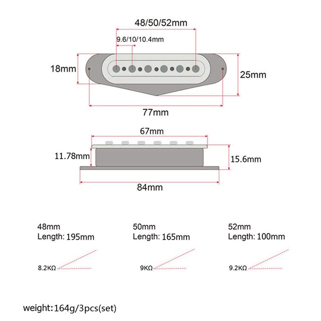 LuDa Alnico V Single Coil Pickup Set for SSS ST Style Guitars In Black (3 Pieces)