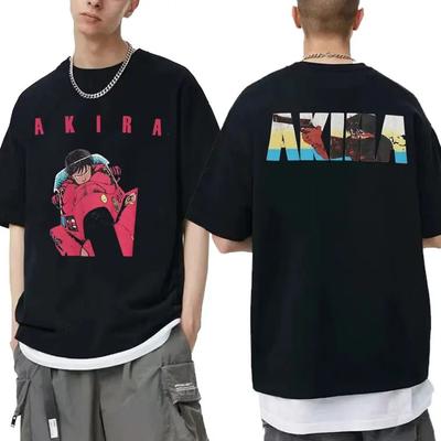 Japanese 90s Action Sci-fi Anime Akira Double Sided Print T-shirt Summer Unisex Women Fashion Oversize Hip Hop Tshirt Streetwear