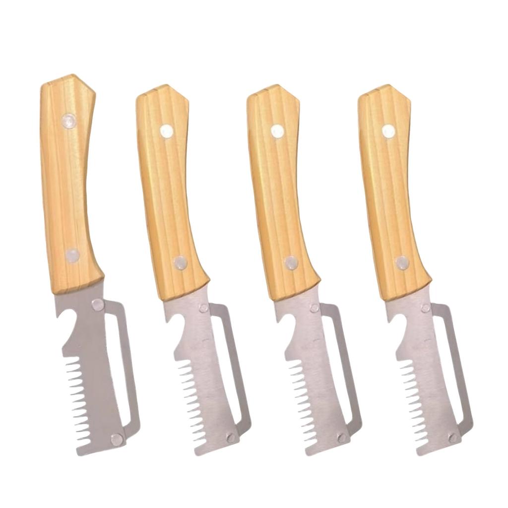 Set Multifunzione Pelapatate Verdure 4 Pezzi Lama in Acciaio Inossidabile Manico in Legno Affettatore e Strumento per Sbucciare Cipolle Gadget da Cucina Combo