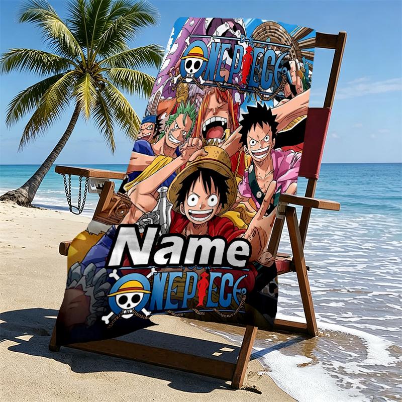 Custom Name Personalized One Piece Print Beach Towel, for Trip Camping Beach Party Home Decor, Birthday Gift for Family & Friends