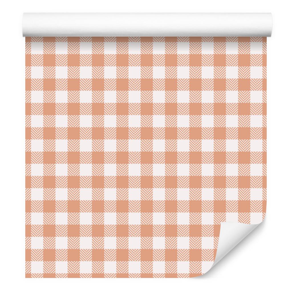 Wallpaper Fabric Pattern Cream, Peach and White 50x1000