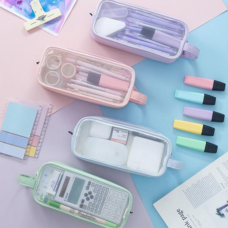 Transparentní síťovaný držák na tužku Stacionární úložný organizér Tašky na make-up pera