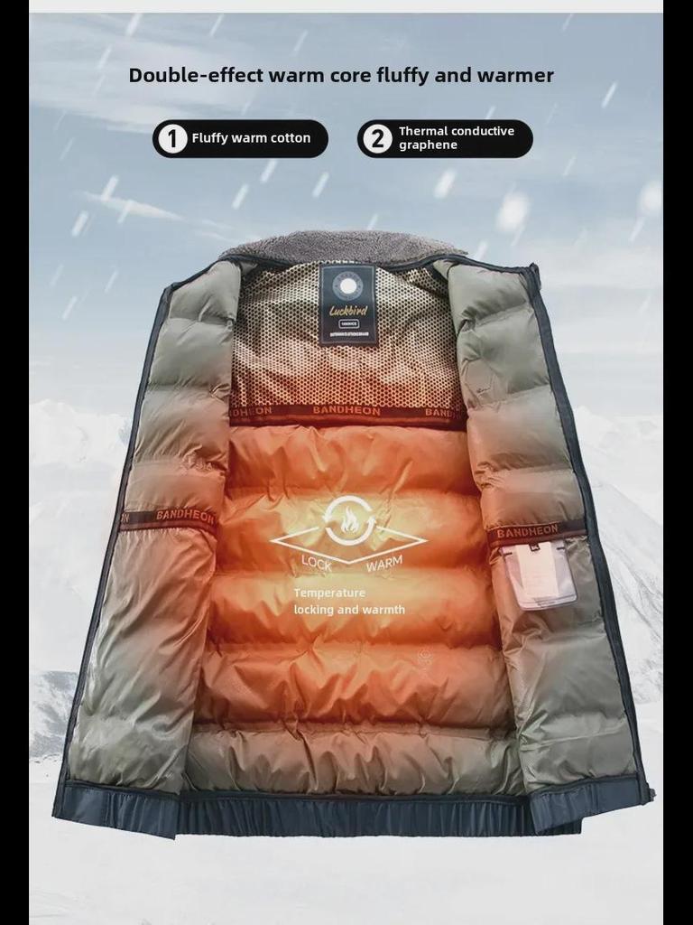 Men's Winter Cotton Jackets with Graphene Heating for Middle-aged and Elderly