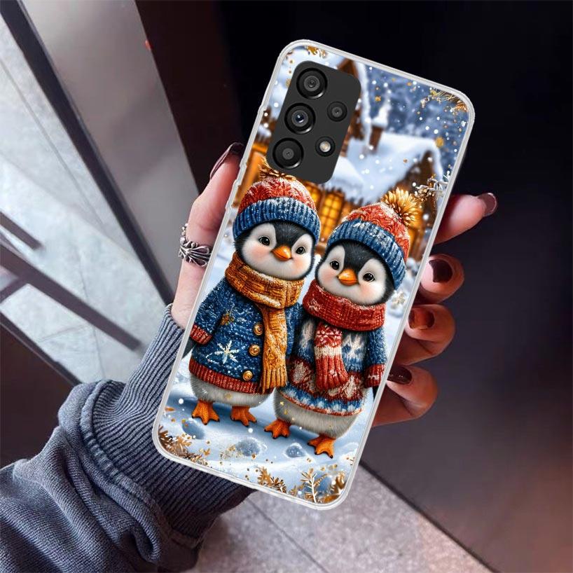 Christmas Penguin Phone Case For Samsung Galaxy A52 A51 A50S A32 A22 A12 A02S A72 A71 A31 A70 A30S Note 20 Ultra 10 Plus S10 Gal