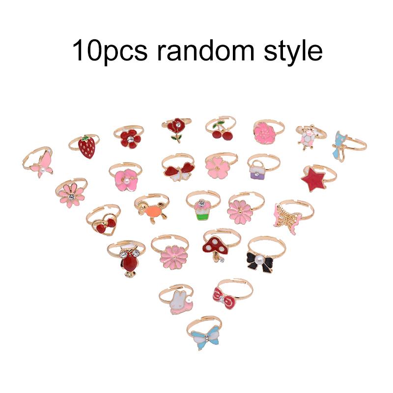 36 Adet Çocuk Ayarlanabilir Yüzük Kızlar İçin Sevimli Rol Yapma Makyaj Oyuncakları Karikatür Takı Alaşım Hayvan Emaye Yüzük Doğum Günü Hediyesi TMZ