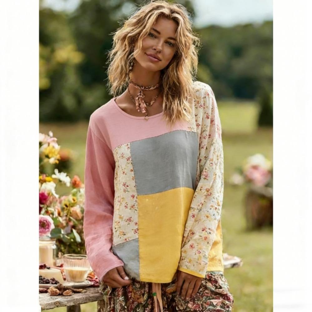 

Women s T-shirt Europe America Fashion Pullover Bohe Style Women Long Sleeve T-shirt Outdoor Casual Tees Top S