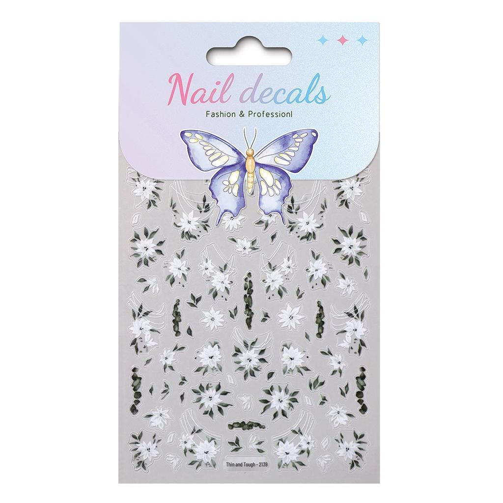 Spring/Summer Daisy Nail Art Stickers – Flat Back Adhesive, Hand-Painted Style for DIY Nail Decoration