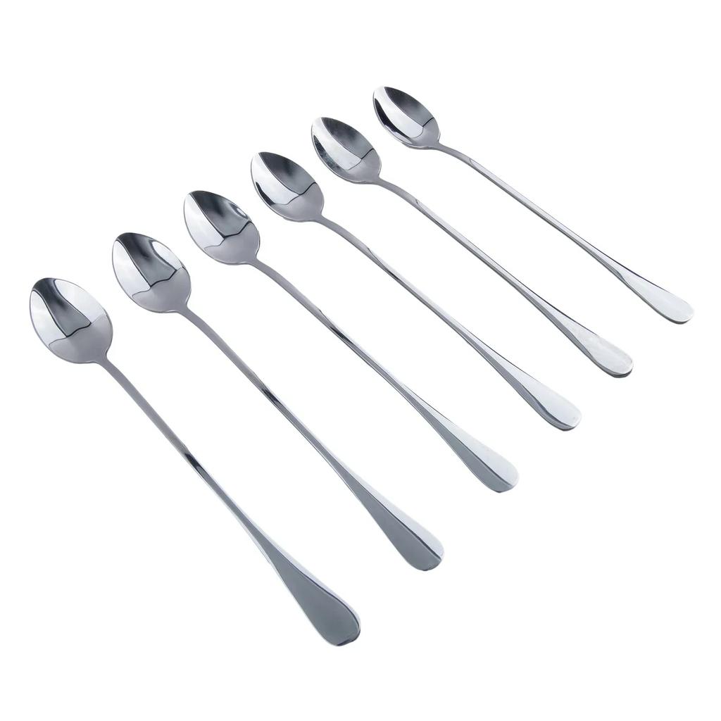 6Pcs Stainless Steel Dessert Spoons Coffee Spoon For Rice And Soup/cereal/stew/chili/ravioli Multifunctional Kitchen Appliance