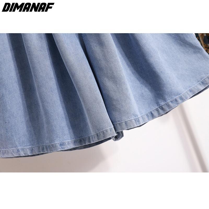 DIMANAF Plus Size 2025 Women Pants Summer Short Jeans Denim Fashion Oversize Elastic Waist Loose Pants Basic
