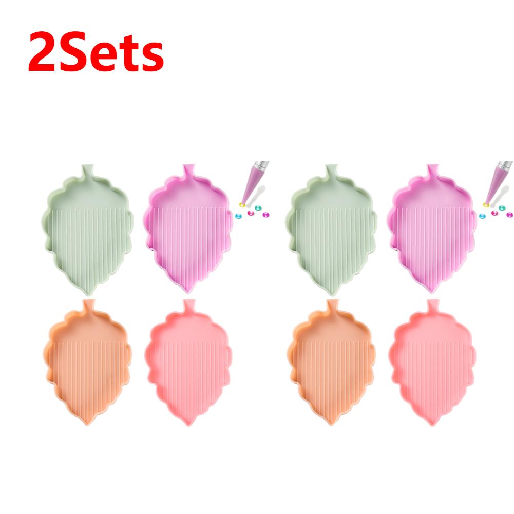 4 Pcs Art Painting Beads Sorting Tray Craft Tool Leaf Multiple Color Diamond Art Paints Accessories Tray for DIY Craft Painting