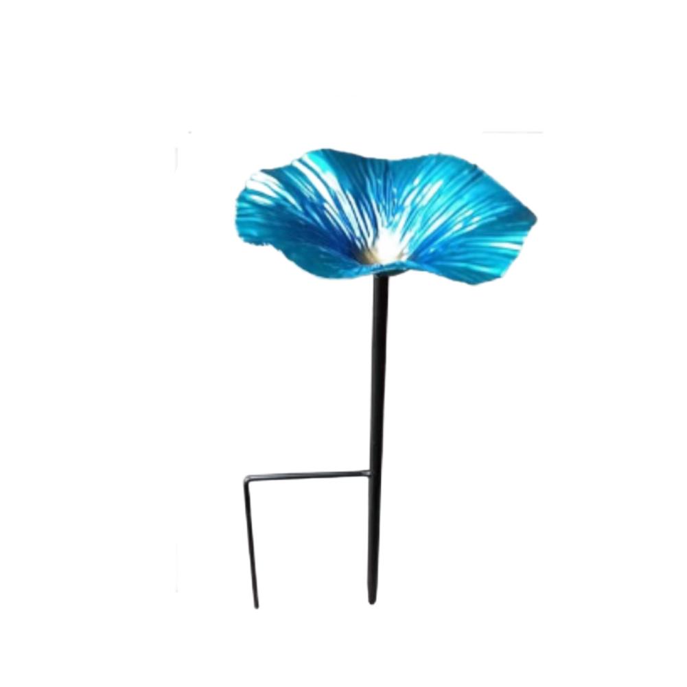1 Stück Bunter Vogelhäuschen und Vogelbad Gartendekoration Blumenform Bienenbewässerungsstation Vogelbad-Stange für den Außenbereich Wasserspender