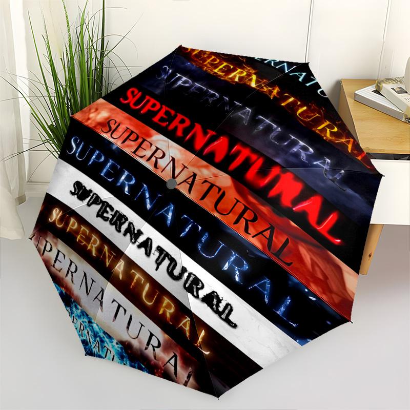 1 PC Automatic Folding Umbrella - Supernatural Pattern Portable Foldable Design With 8 Ribs Christmas Birthday Gifts
