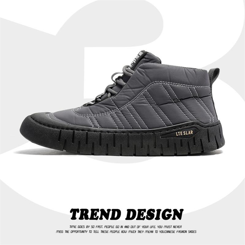 Fashion Winter Casual Plush Sport Shoes Mens Fashion Outdoor Ankle Boots Comfortable Warm Slip on Walking Flats for Men Footwear