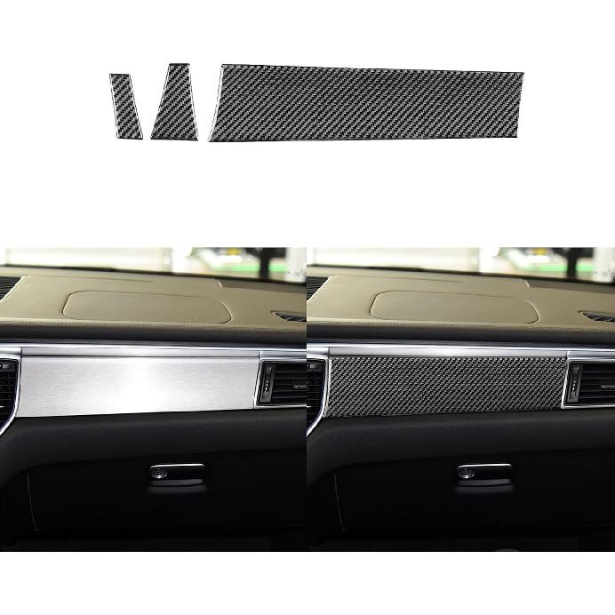 Real Premium Carbon Fiber Car Center Console Gear Shifter Electronic Handbrake Panel Cover Trim Soft Sticker Set Compatible with Porsche Macan