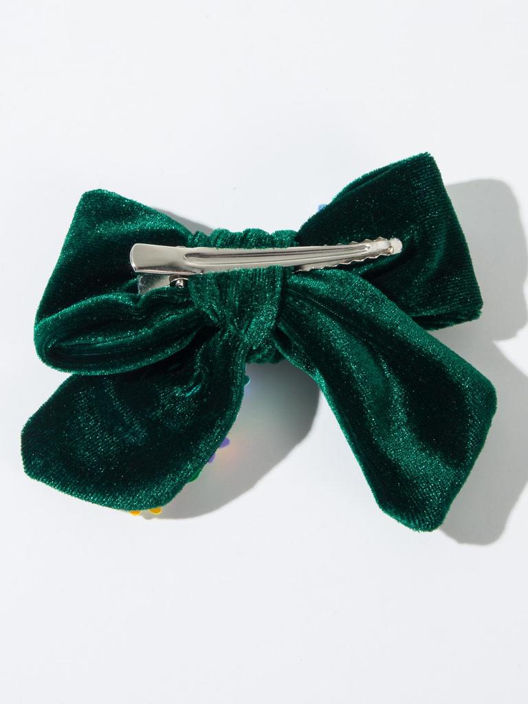 Fermaglio per capelli con fiocco di flanella natalizio con paillettes a stella e fiocco di neve – Dolce accessorio da festa cucito a mano