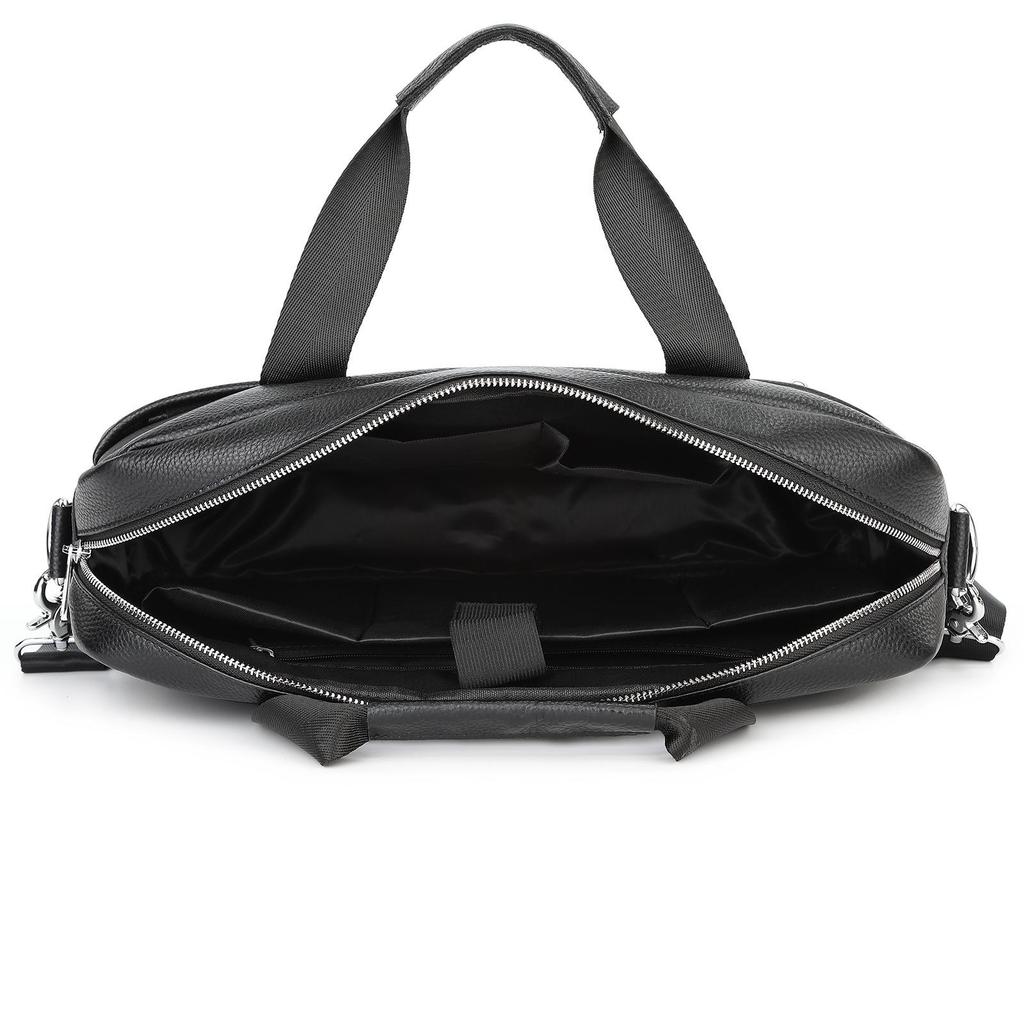 Men's Genuine Leather 15" Laptop Briefcase & Crossbody Shoulder Bag