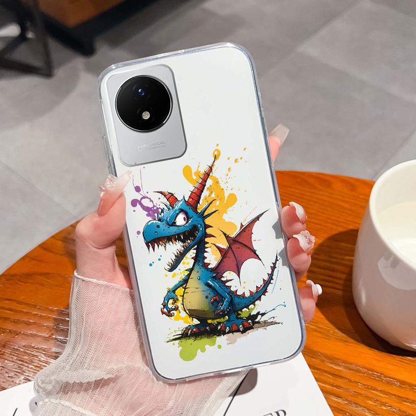 For Vivo Y02 Y02A Y02S Y10 Y11 Y12 Y12a Y13 Y15 Y15a Y16 Y17 Y19 Clear TPU Case Ocean Whale Pattern Anti Drop Back Cover For Vivo Silicone Phone Shell