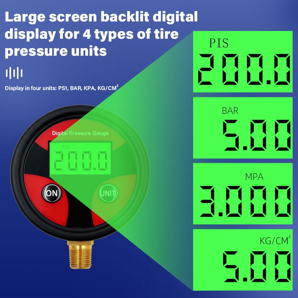 New 1/8 Digital Tire Pressure Gauge LCD Backlight LED Digital Tire Pressure Gauge Pressure Gauge for Car Pressure Tester