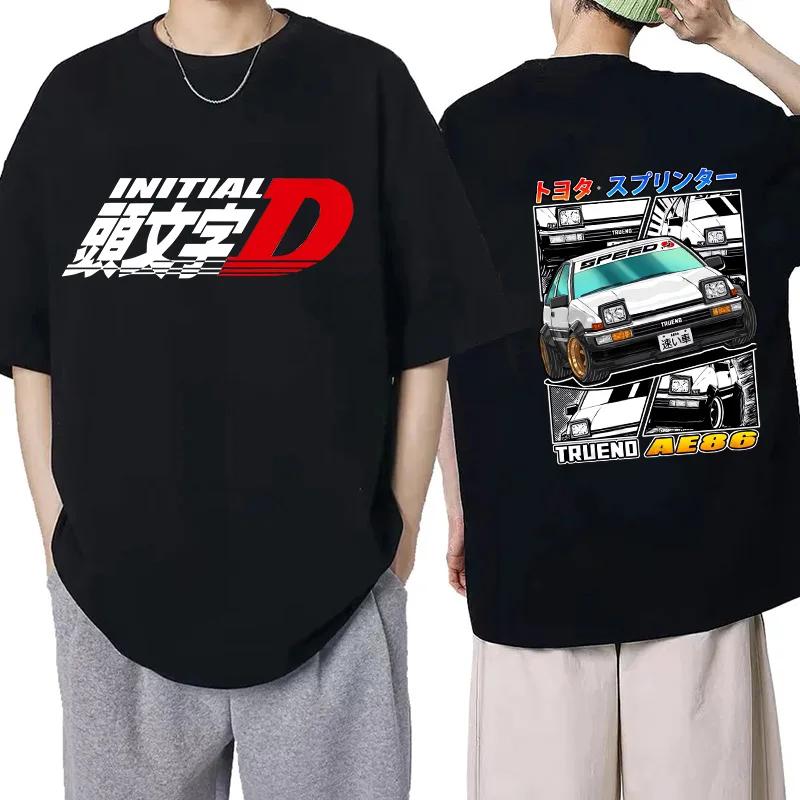 Japanese Anime Graphic Tee Shirt Cartoon Redsuns Gothic Tops Initial D EU Size TShirt Men AE86 Funny Harajuku Manga Tshirt Male