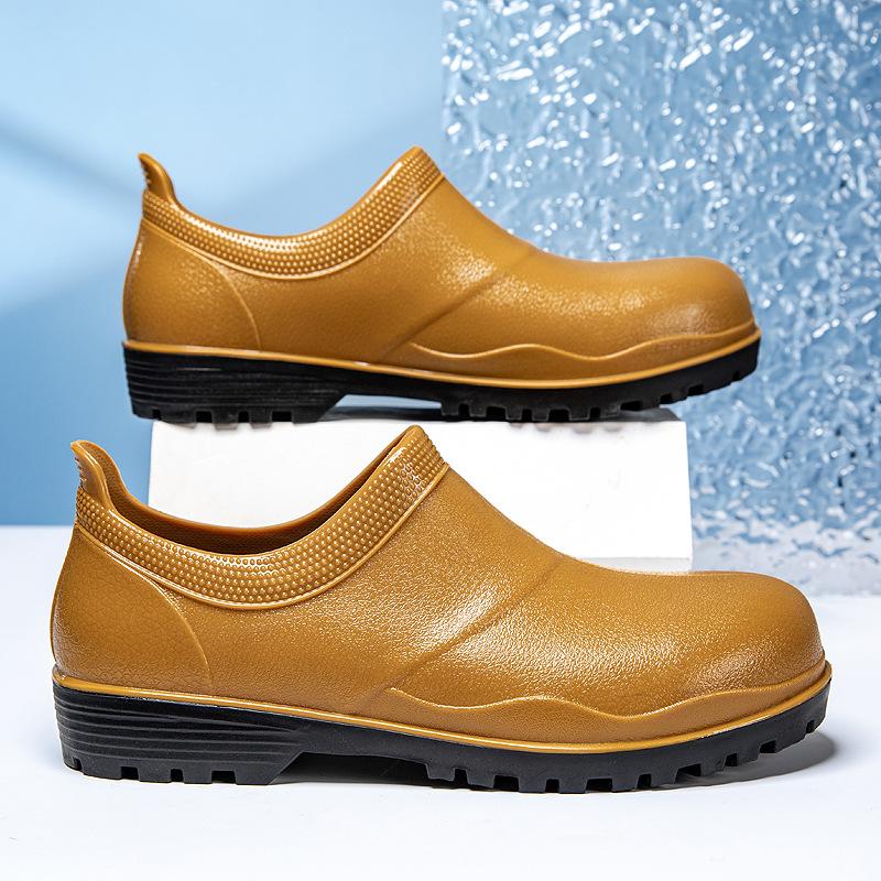 

New rain boots chef shoes men s autumn steel head steel sole work low-top rain shoes men s black labor insurance water shoes men 45 коричневый