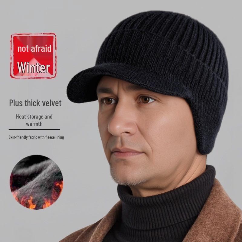 Men's Winter Ear Protection Knitted Wool Hat for Middle-aged and Elderly