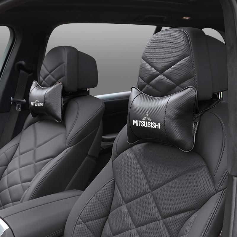 Auto Logo Sitz Kopfstütze Nackenstütze Schutz Kissen Auto Innenraum Für Mitsubishi Eclipse Lancer Outlander Pajero ASX Colt I200 Ex