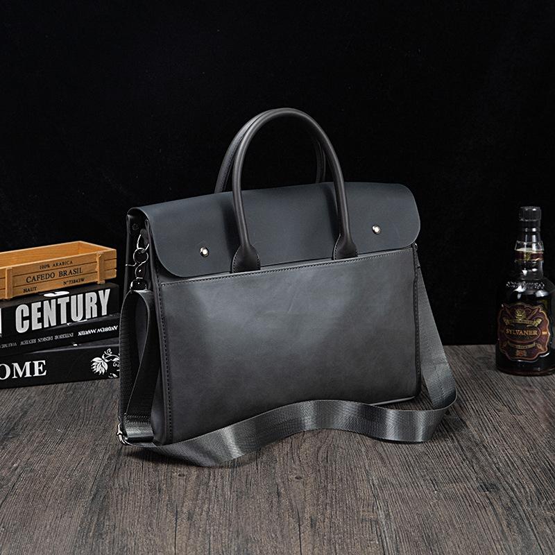 Crazy Horse Leather Men's Bag Retro Briefcase Business Men's Handbag Horizontal One-shoulder Diagonal Computer Bag