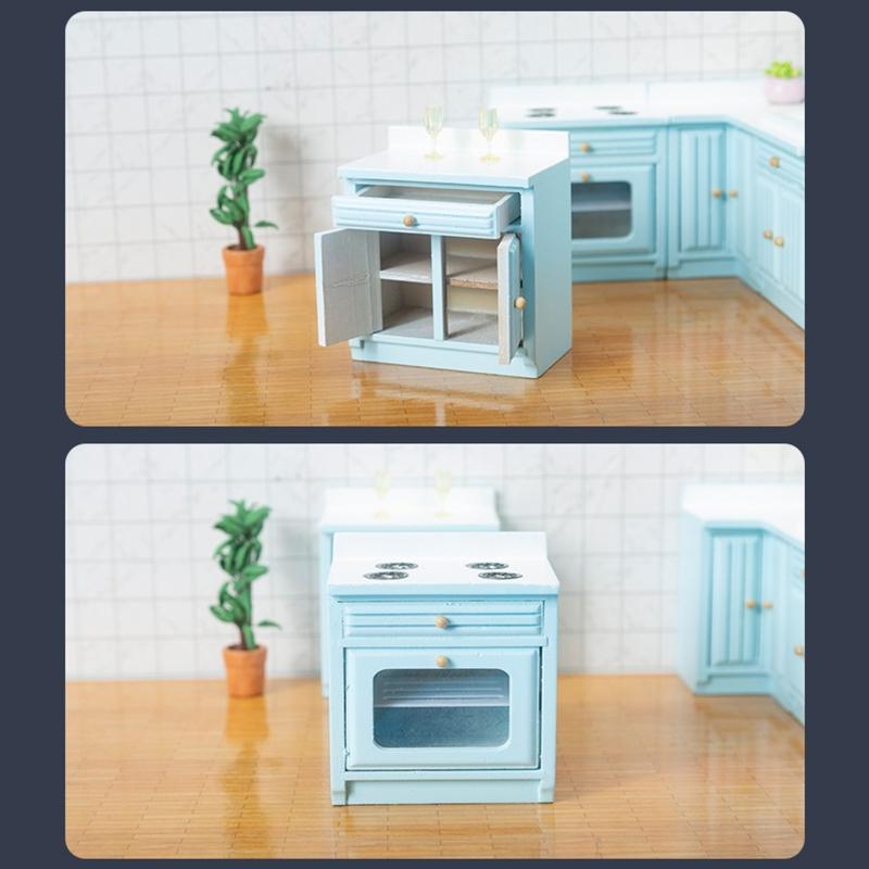3’’ for Doll House Toy Miniature Cooking Cabinet Mini Kitchen Cabinet Dollhouse Accessory Girl’s Pretend for Play Toy Su