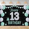 Party decorations for a 13th birthday, official backdrop for a teenager, black and purple balloon background, photo banner for...4527