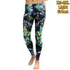 Womens Blue Heart-shaped Flowers Prints Stretch Yoga Leggings Fitness Running Gym Sports Active Pants