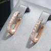 Wbmqda Unique Hoop Earrings For Women 585 Rose Gold Color With White Natural Zircon Elegant  Daily Jewelry Accessories