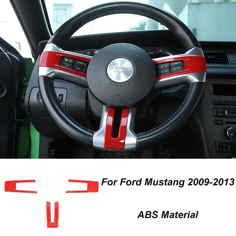 TESIN Car Red Interior Decoration Cover Stickers For Ford Mustang 2009 2010 2011 2012 2013 2014 Exterior Accessories Car
