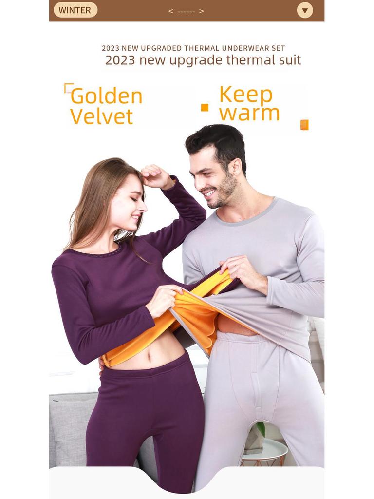 Men's Plus Size Velvet Thermal Underwear Set - Thickened for Autumn Warmth