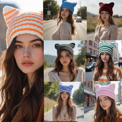 Einzigartige gestrickte Teufelshüte Minimalistische tragbare Hüte Atmungsaktive modische Hüte für Freizeit-Outfits und Treffen