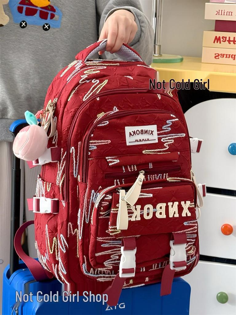 Cute Lightweight Rainbow Pleated Backpack for High School & Middle School Students