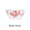 Ceramic Tableware Pomegranate Flower Pattern Housewarming Bowls Plate Steak Plate Dinnerware Microwave Feativel Gift