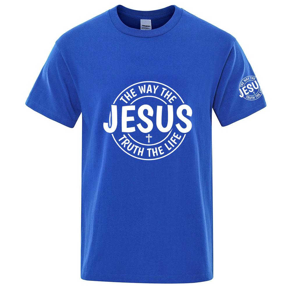 Jesus Way Truth Life Letter Printing 2026 Summer Unisexs Brand Cotton Ordinary Short Sleeve Tshirt Solid Color Casual Tops
