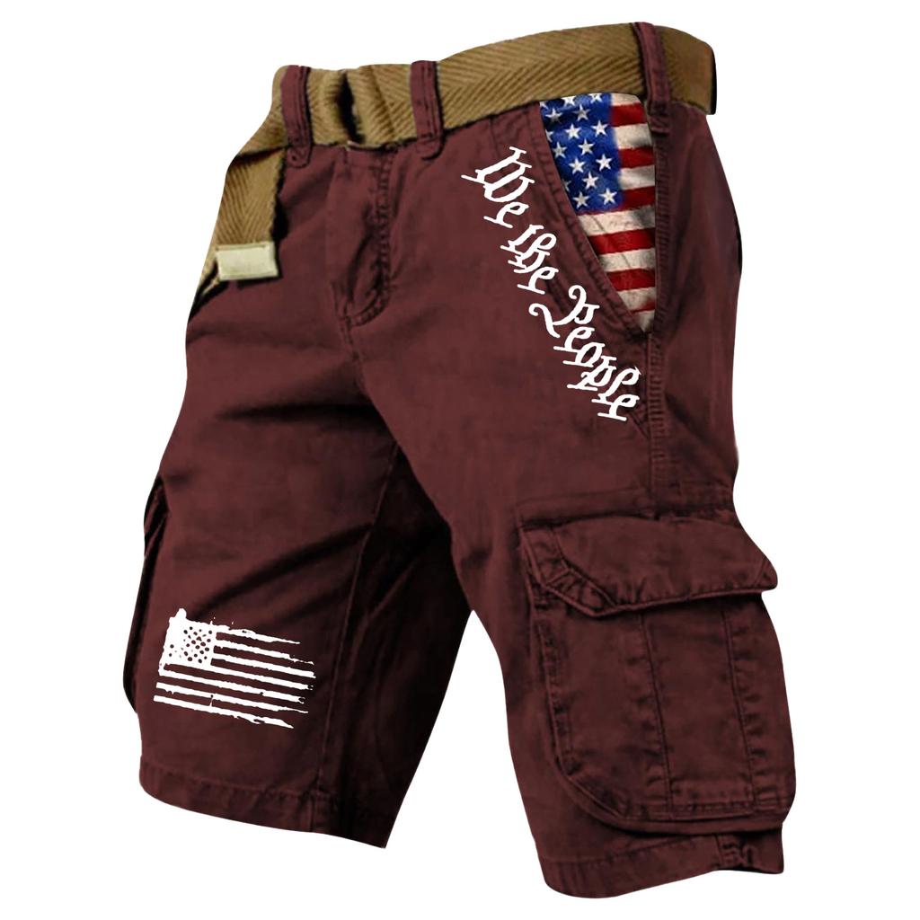 Men's Summer Printed Outdoor Shorts Men's Loose Multi-Pocket Shorts