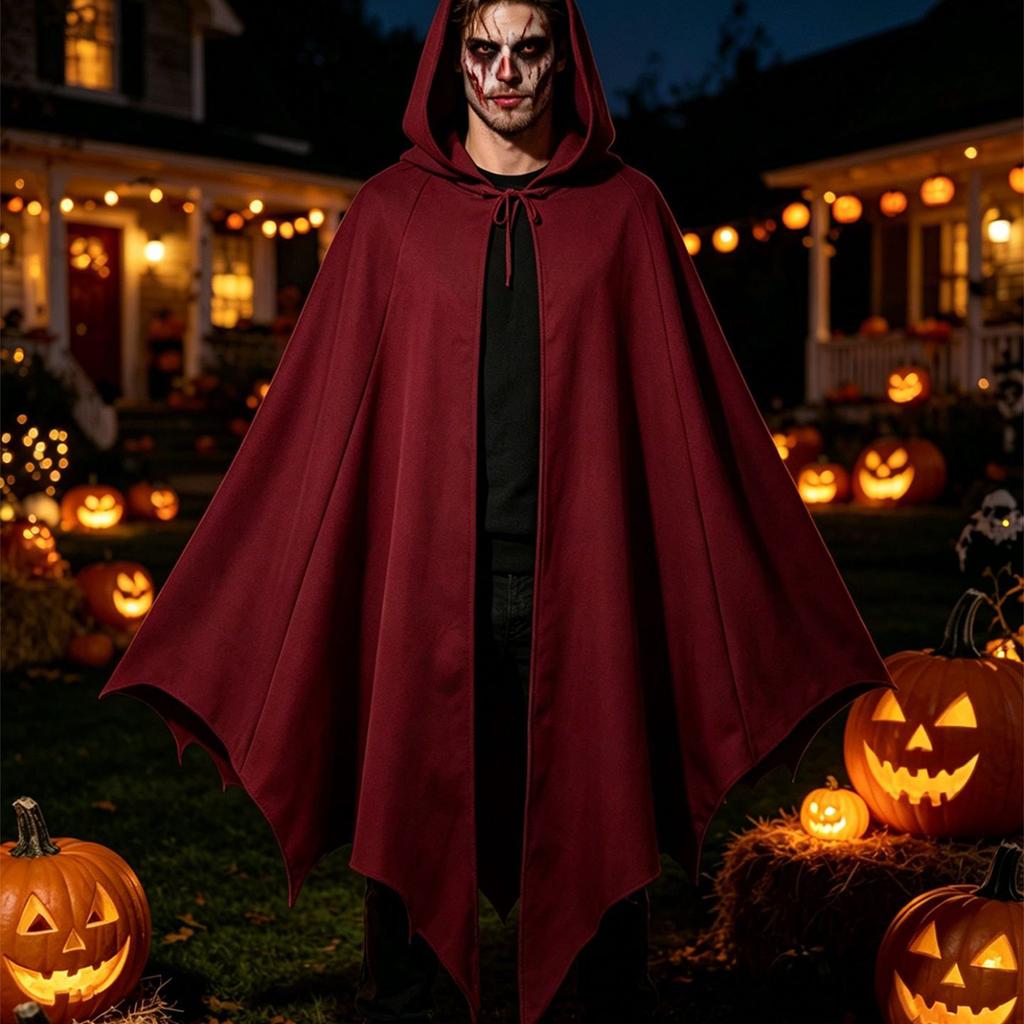 Men's Devil Halloween Costume Long Cape with for Party Cosplay House