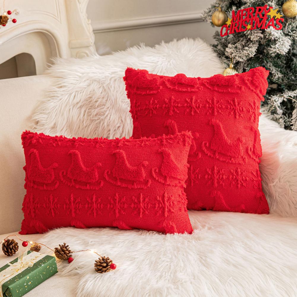 Plush Holiday Cushion Cover Christmas Throw Pillow Cover Festive Christmas Tree Pillow Covers Soft Plush Xmas Cushion for Winter