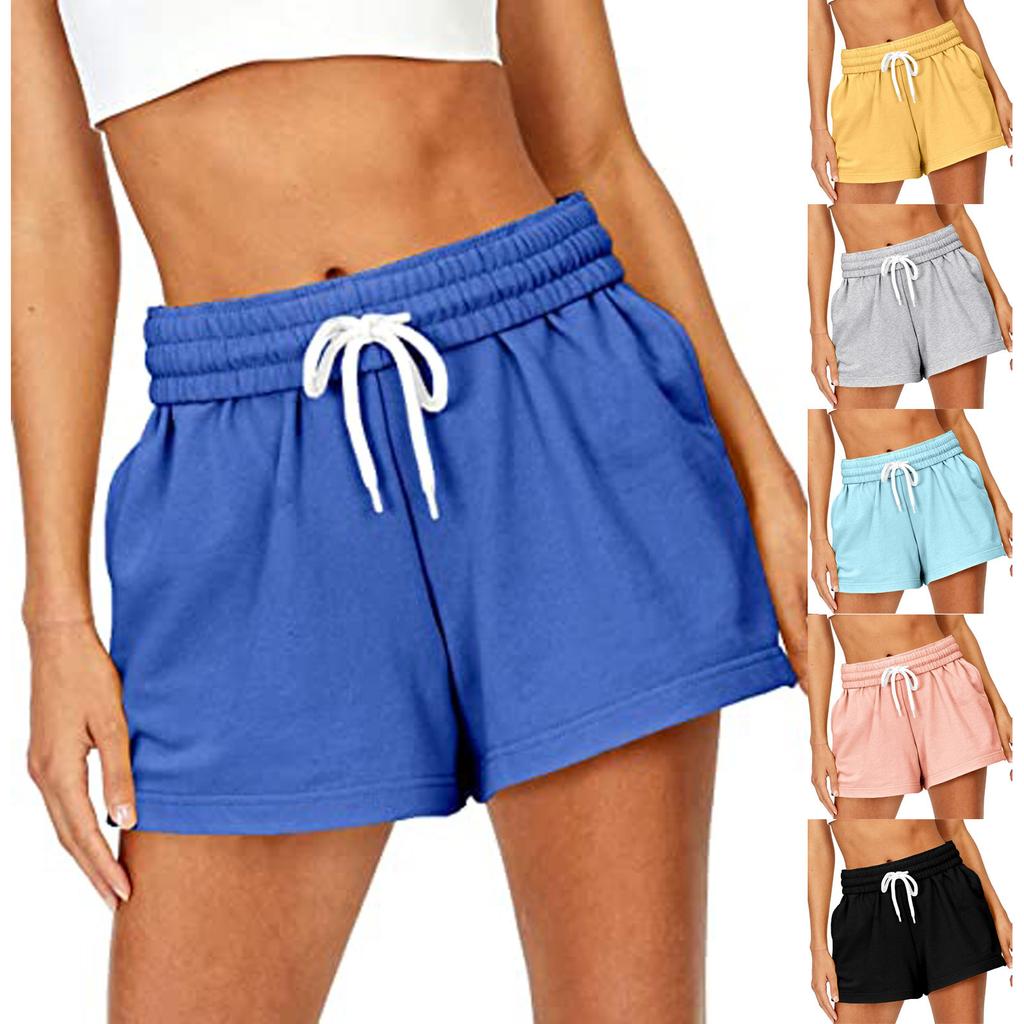 Womens Shorts Casual Summer Drawstring Comfy Sweat Shorts Elastic Running Shorts