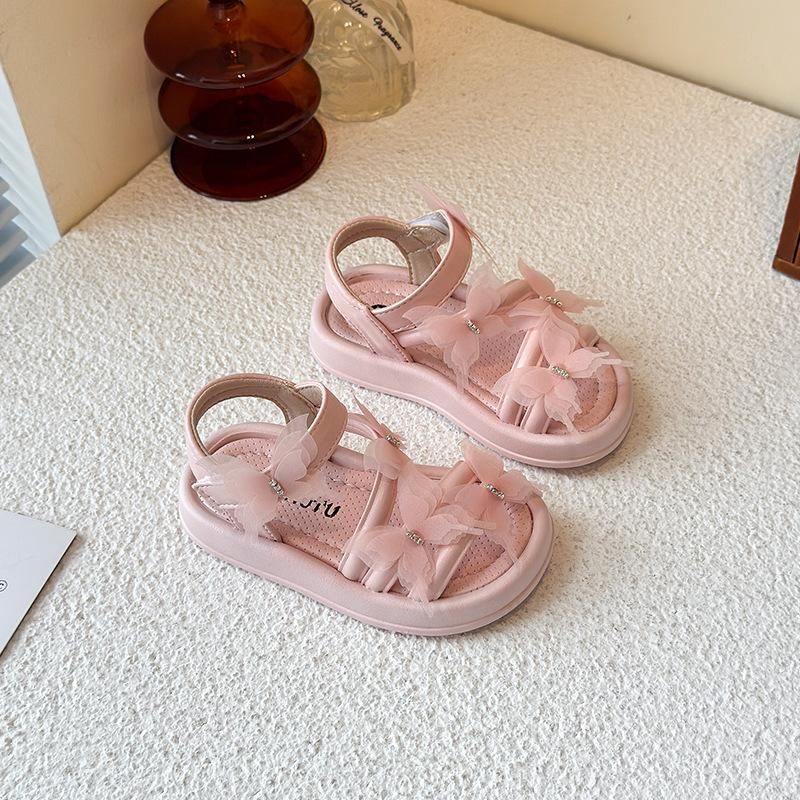 

Girls open-toed sandals 2025 summer new children s princess shoes little girl soft-soled baby beach shoes medium and large children 25
